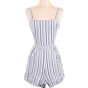 Hollister Blue and White Striped Romper